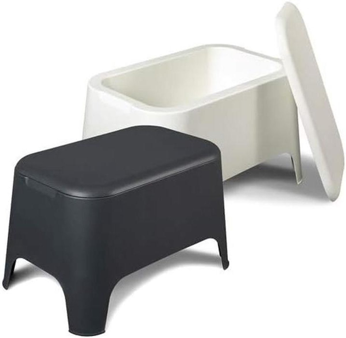 Salontafel Kunsthars - Bijzettafel Buiten - Extra Opbergruimte - Afneembaar Deksel - L 59 x B 39 cm - Wit