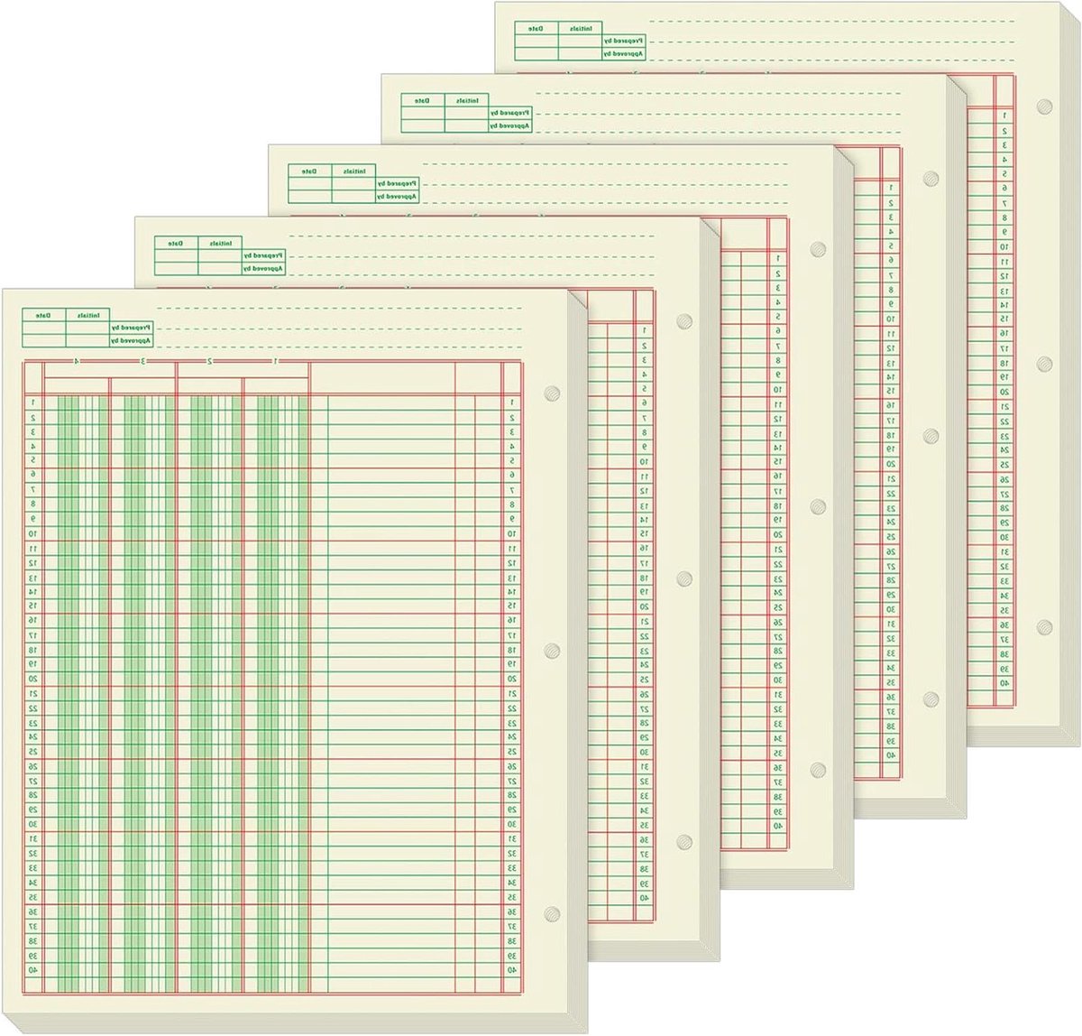 Grootboek Papier - Boekhoudpapier Analyseblok - Bedrijfsadministratie Bijhouden - Groene Kleur Oogvriendelijk - 21.59 x 27.94 cm - Groen