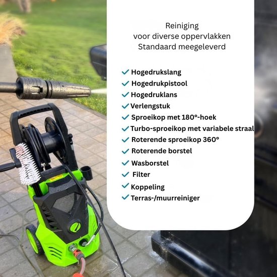 VLSelect®Hogedrukspuit - Hogedrukreiniger - Terrasreiniger - 5 Meter Slang van Merkloos	 — afbeelding 3