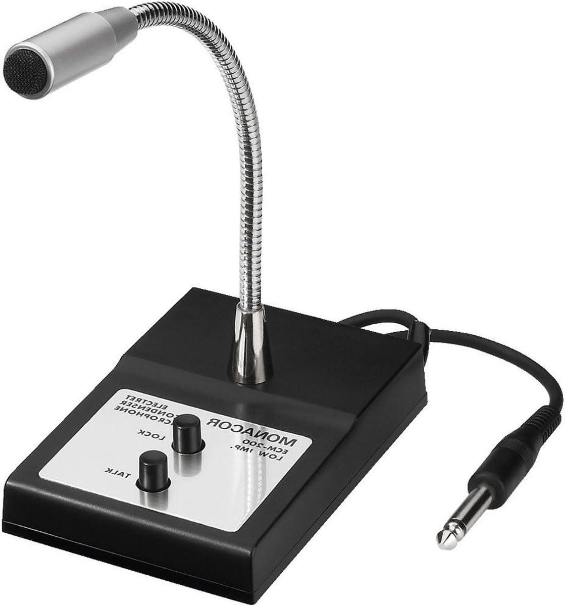 Tafelmicrofoon Zwanenhals - Electret Microfoon - Aankondigingen Spraak - Met Pop Bescherming - 200 mm Zwanenhals - Zwart Zilver