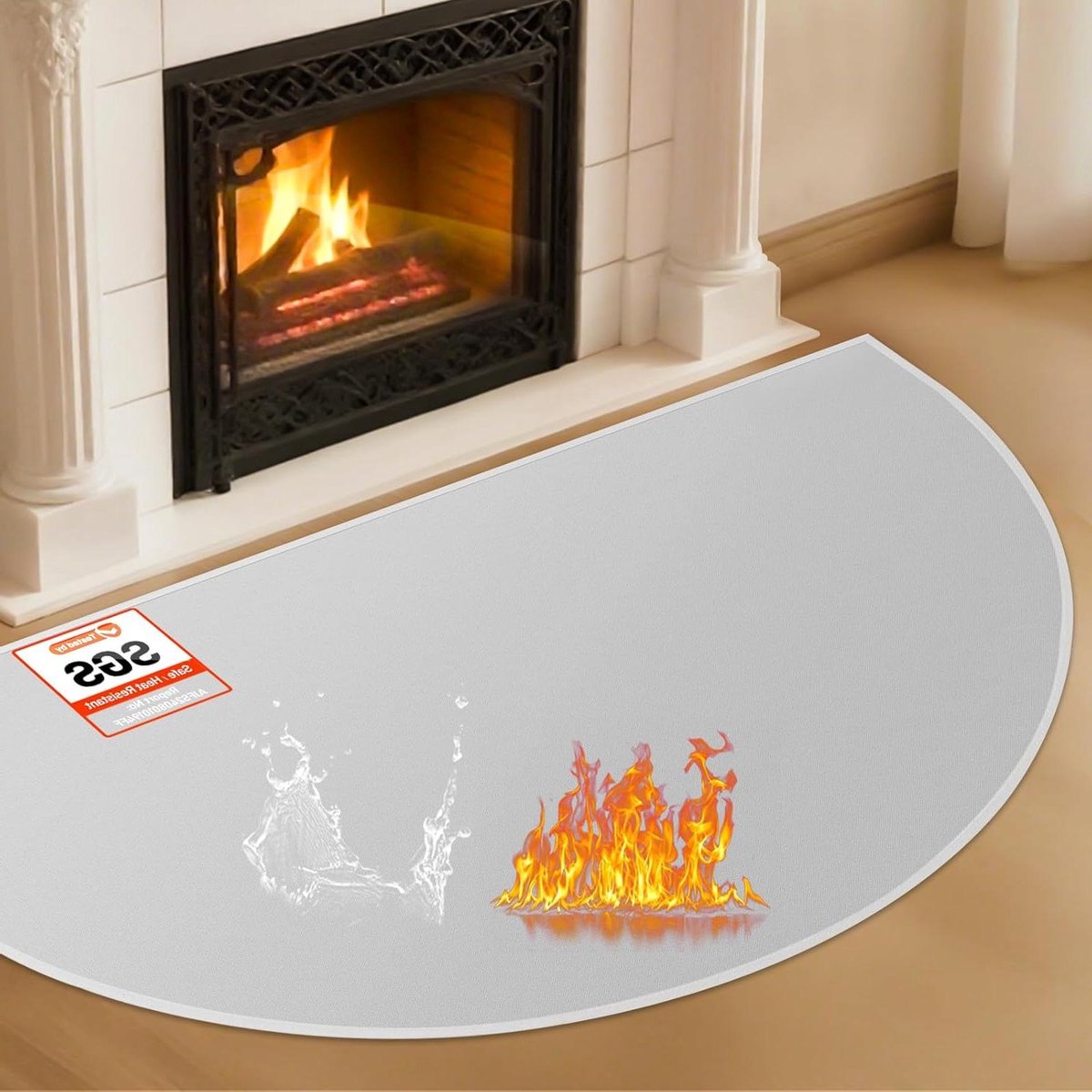 Haardtapijt Vuurvast - Open haard mat Brandwerend - Vloer Beschermen - Hoge Temperatuurbestendigheid - 107 cm Rond - Grijs