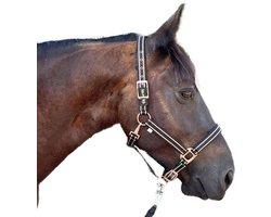 Paardenhalster met Glitter - Paardentuig Roségoud - Paard Verzorgen - Tweevoudig Verstelbaar - Warmbloed (Full) - Zwart Roségoud