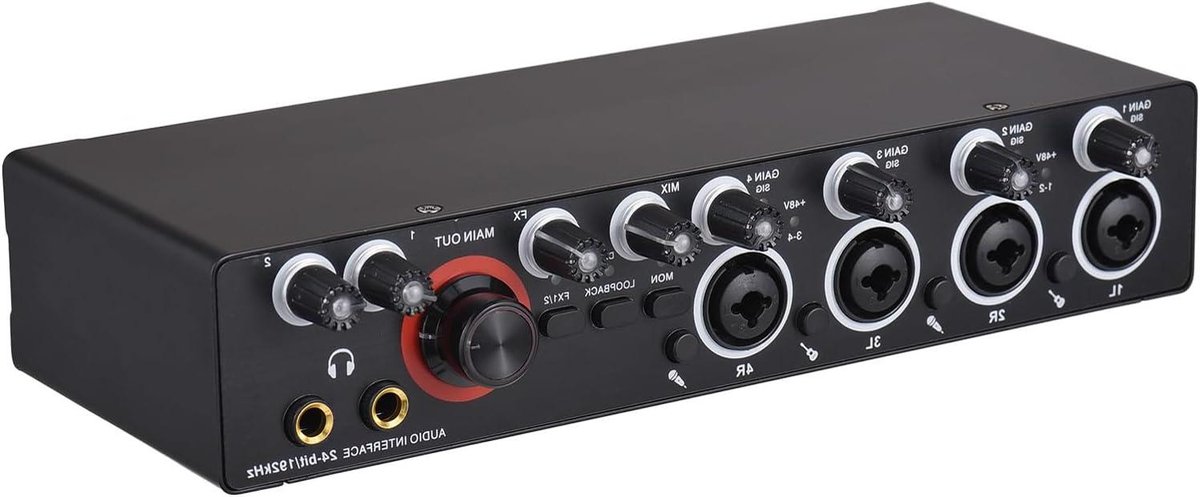 4-kanaals Audio Interface - Geluidskaart Mixer - Live Streaming Opnemen - 24-bit 192 kHz Sampling - 4 In 4 Uit