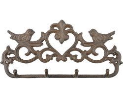 Gietijzeren Wandhaak - Hanger Kapstok - Jassen Ophangen - Vogel Decoratie - 30.5 cm - Bruin