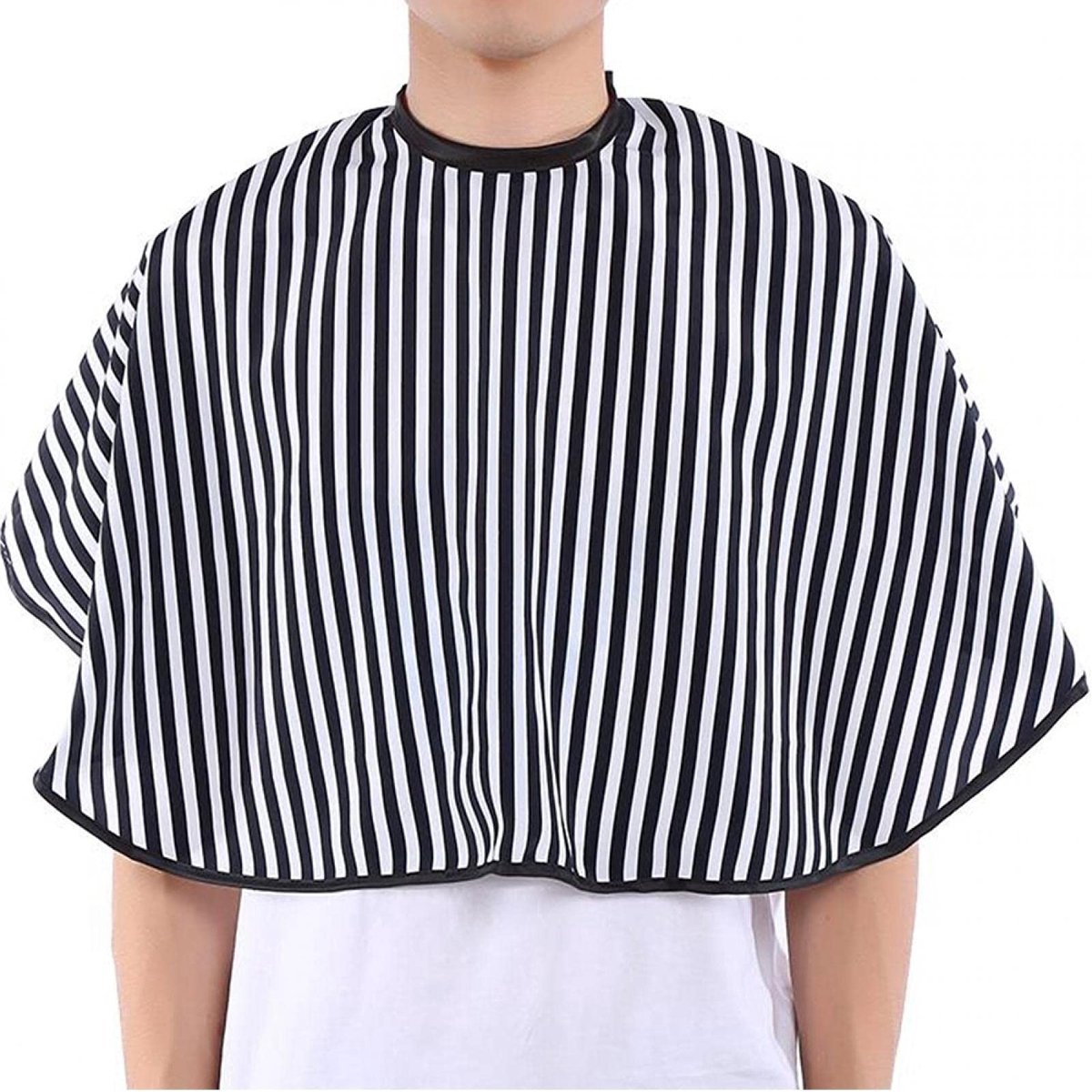 aladdien - Kappersschort - Wasbaar - Zacht en comfortabel - Zwart met witte strepen - Haardressing schort - Geschikt voor kapsalons - Professioneel ..