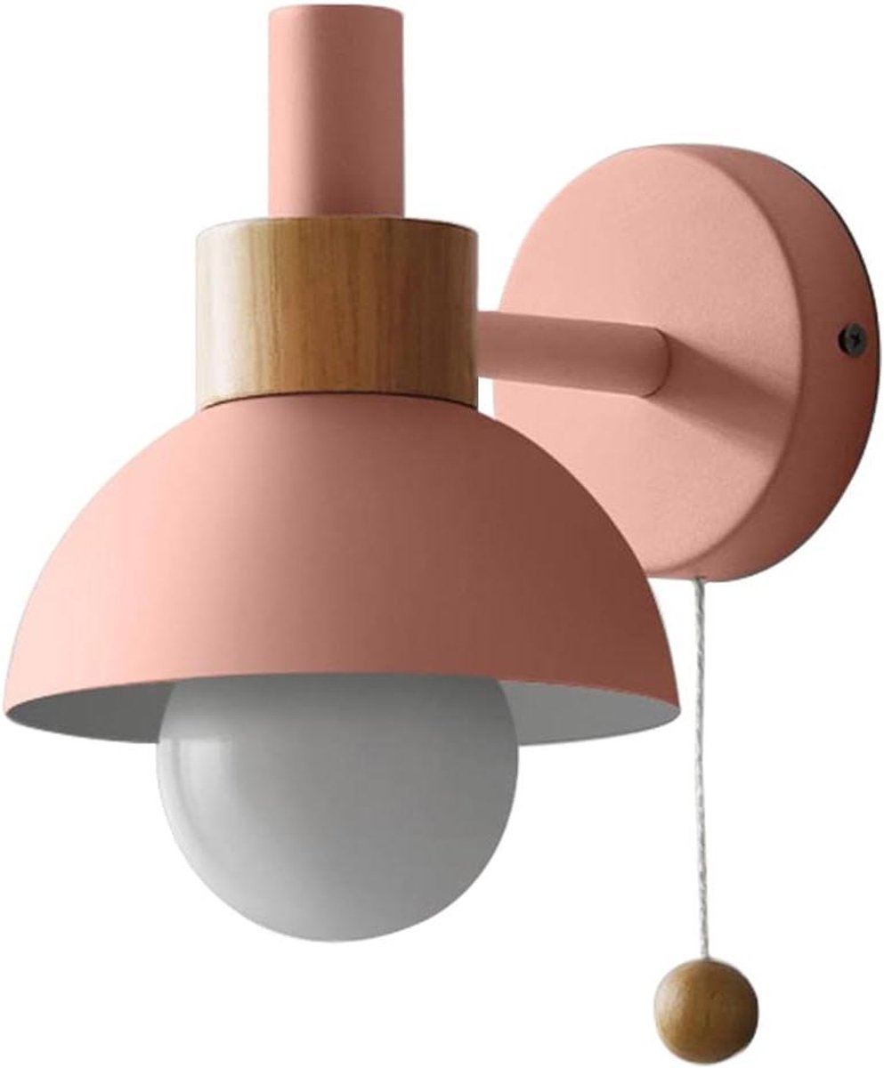 Macaron Wandlamp - Wandlamp Kinderkamer - Sfeer Creëren - Met Trekkoord Schakelaar - D15*H16cm - Roze
