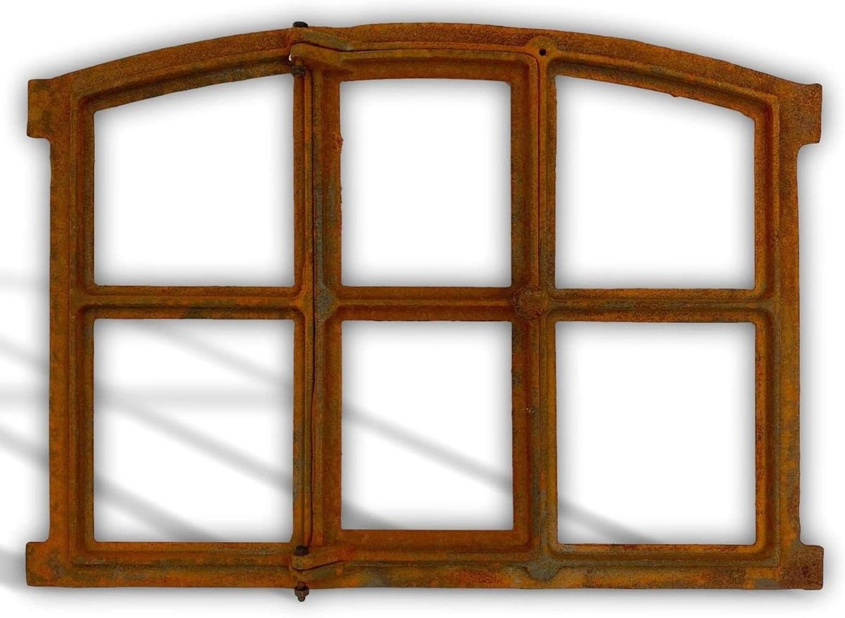 Schuurraam - Venster Raamkozijn - Schuur Venster Openen - Antieke Stijl - 55 x 41 x 3cm - Roestkleurig