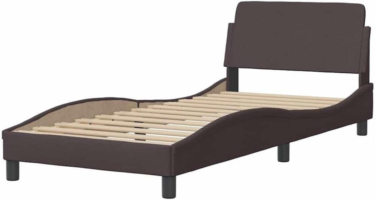 Bedframe met hoofdeinde - Eenpersoonsbed frame - Goede nachtrust - Multiplex lattenbodem - 80x200 cm - Donkerbruin