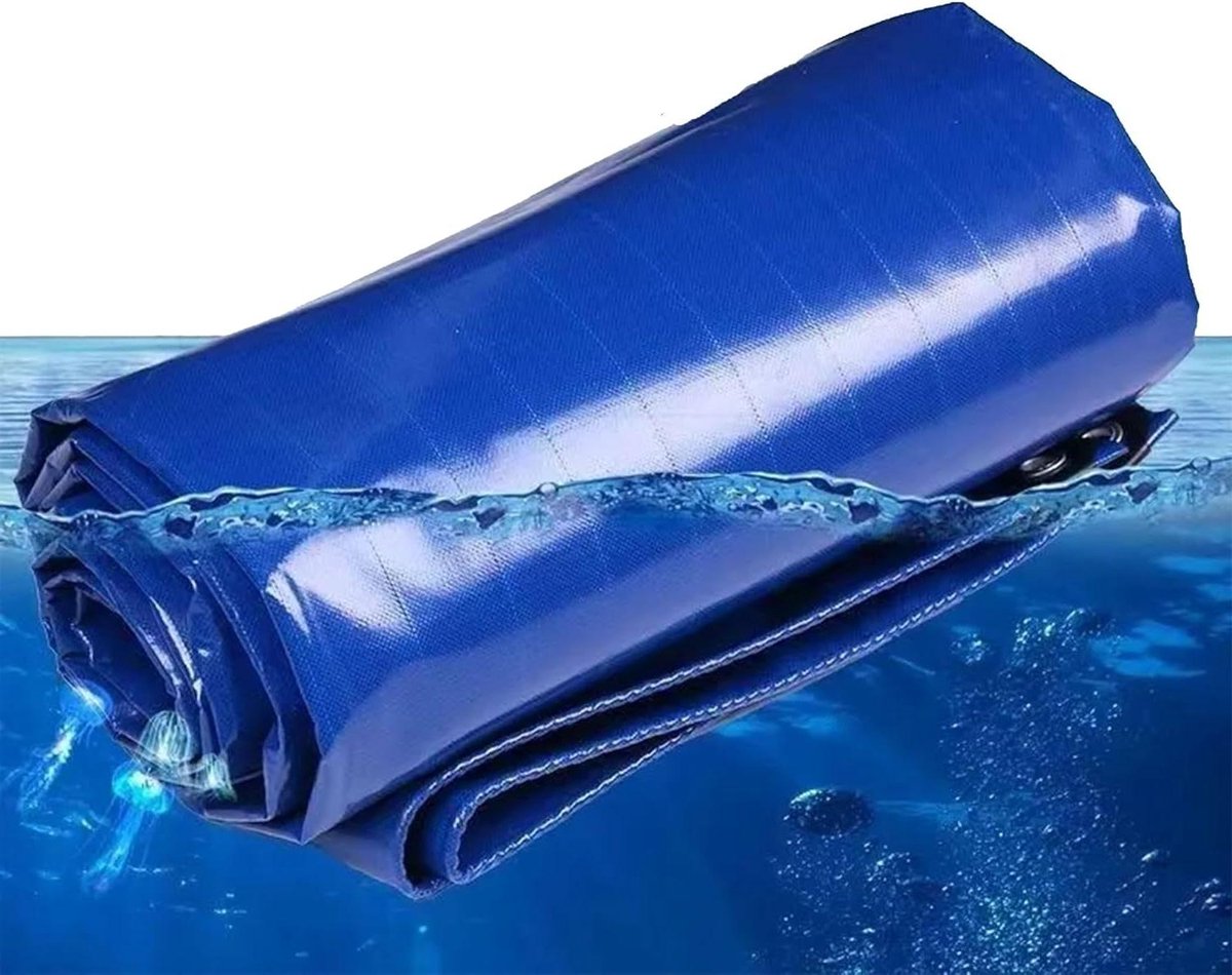 Waterdicht Zeildoek - Afdekzeil Zwaar - Bescherming Outdoor - Versterkte Randen Ogen - 3.5x10m - Blauw