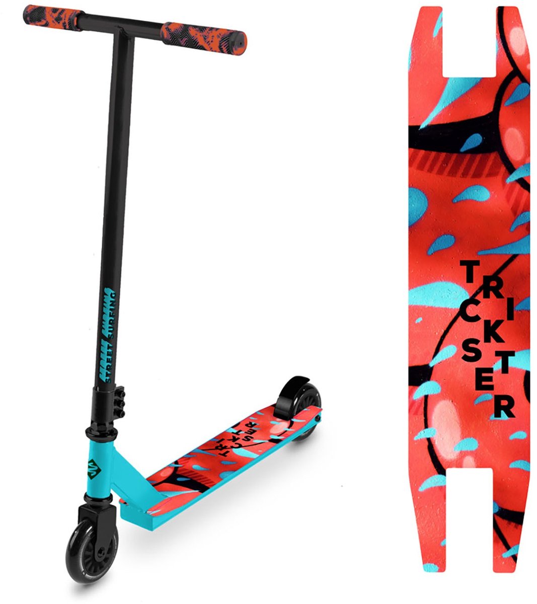 Street Surfing - Trickster Stuntstep - Blue Splash - 100mm Wielen