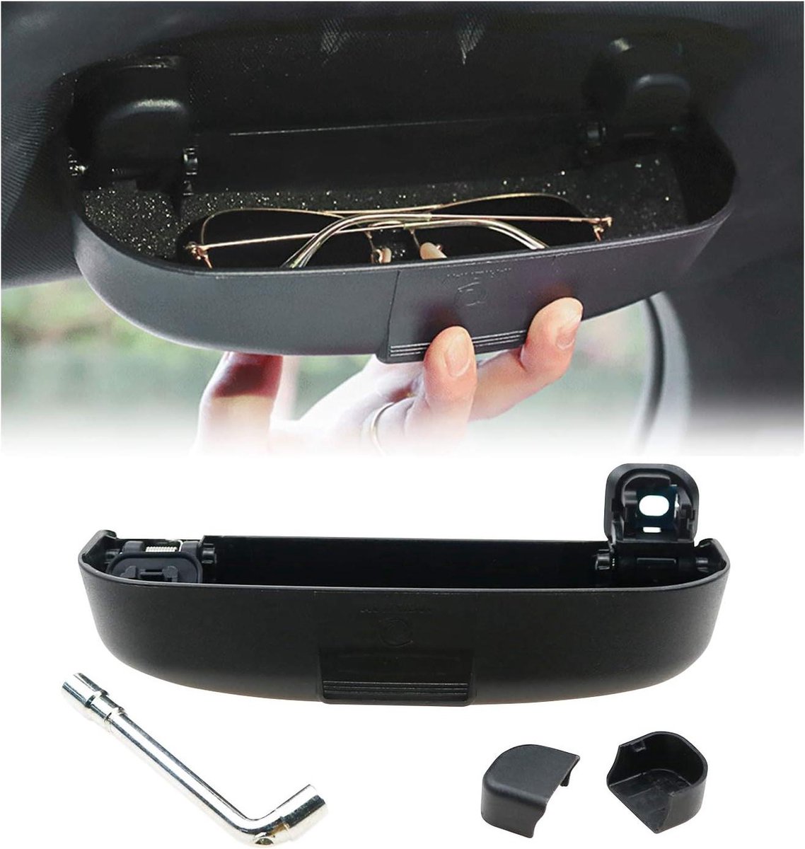 Brillenkoker Auto - Zonnebrilhouder Organizer - Auto Interieur Opbergen - Specifiek Model Ontwerp - 23.1 x 8 x 4.9 cm