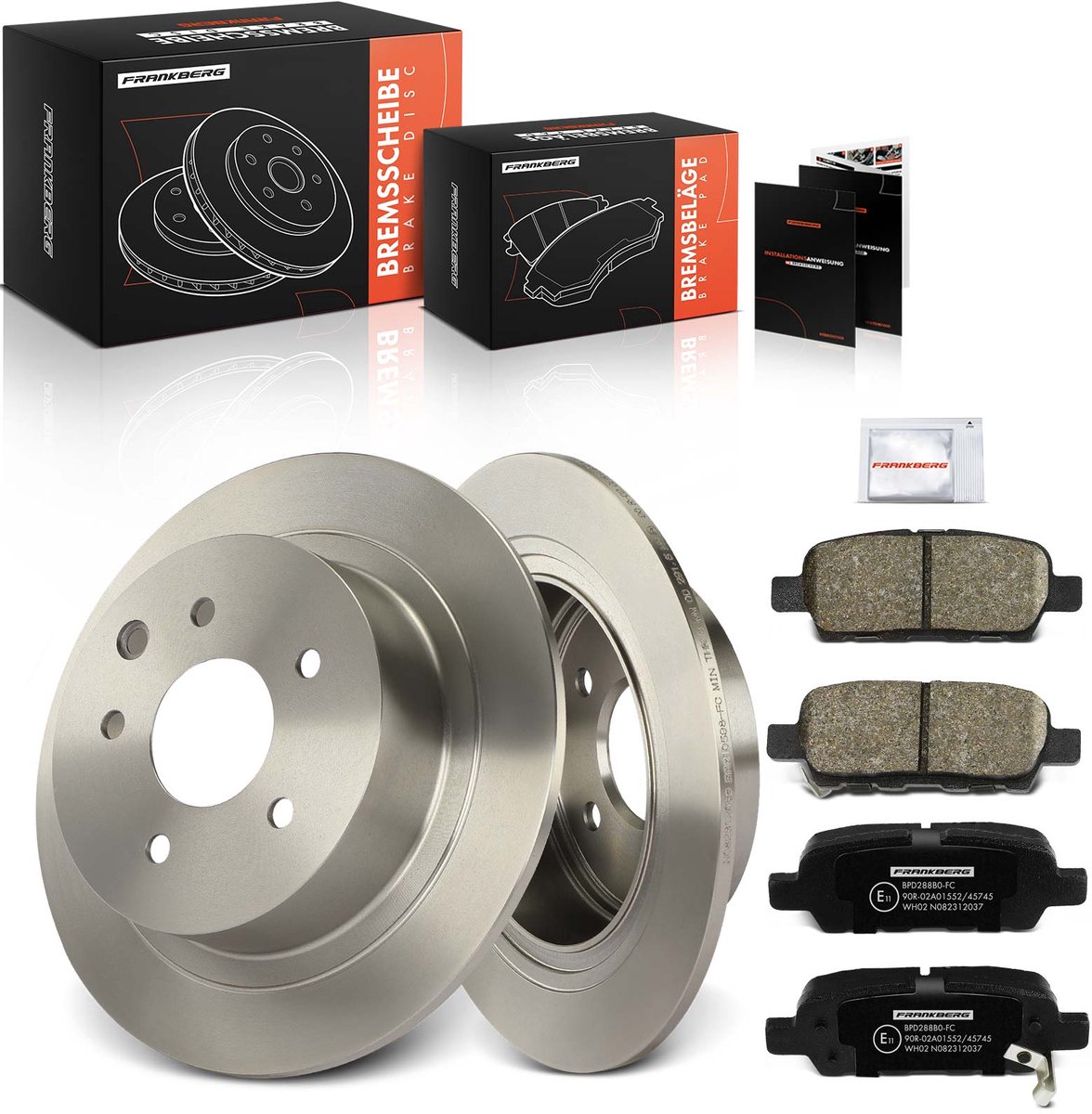 Frankberg 2x Remschijven 4x Remblokken Achteras voor Nissan