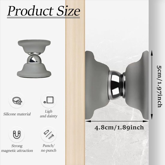 Magnetische Deurhouders - Deurvangers Camper - Deur Open Houden - Stil Design met Veer - 2 Stuks - Grijs