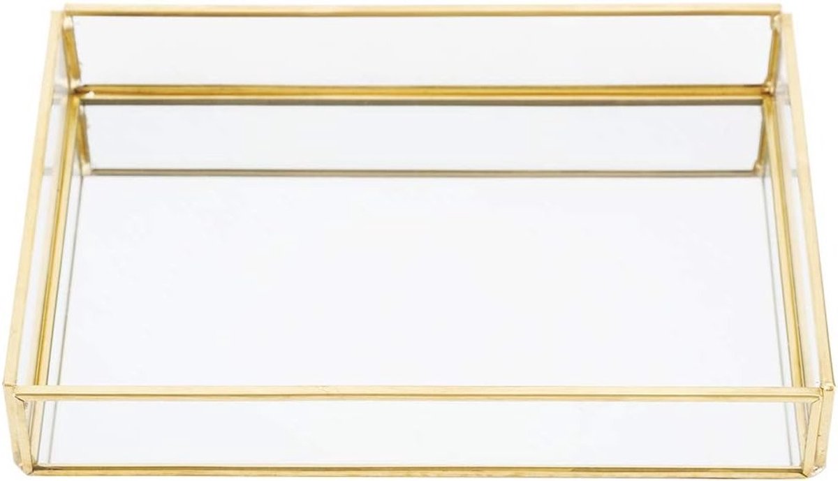 Vintage metalen glazen sieradenopbergdoos met lade voor sieraden, cosmetica en accessoires - Organizer voor oorbellen, kettingen en armbanden