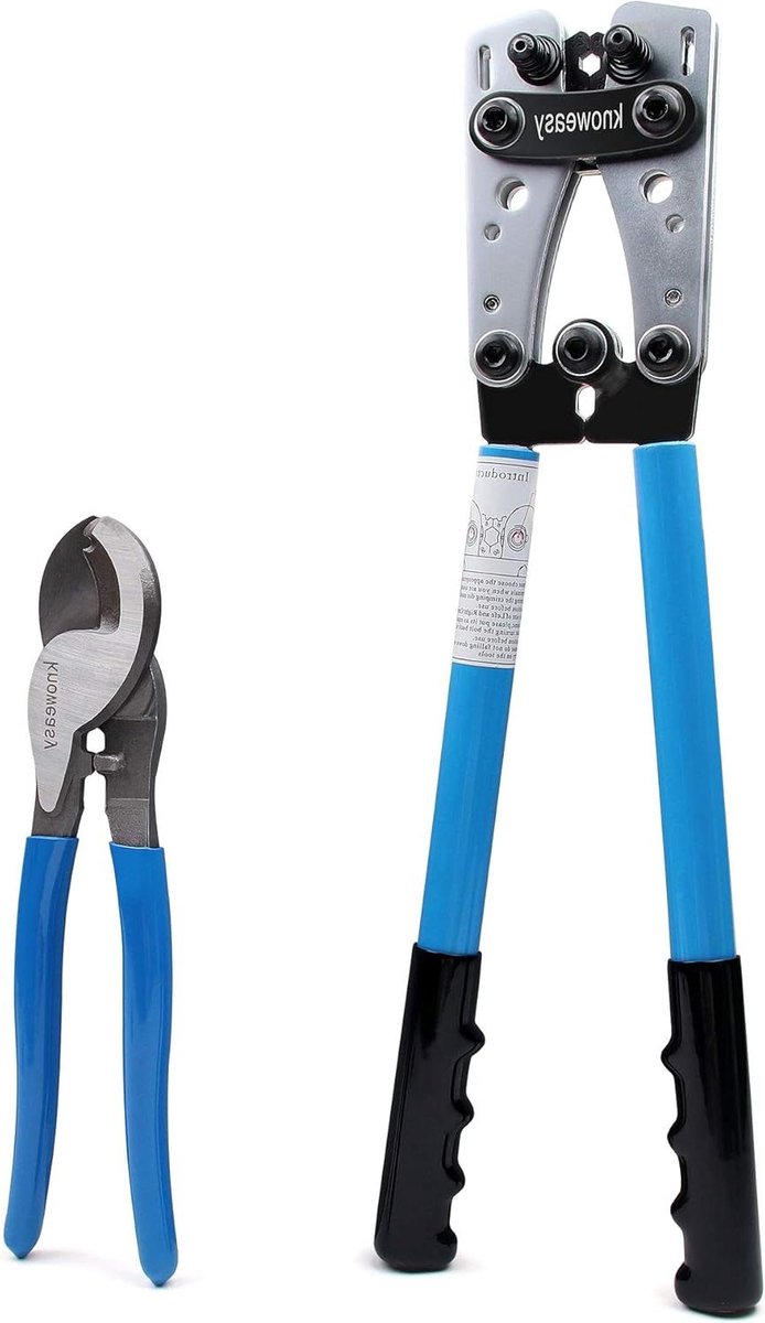 Krimptang - Draadkrimper - Accu kabels verbinden - Draaibare krimpmatrijzen - 6 tot 50 mm² - Zwart