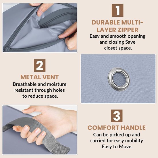 Opbergzakken - Kleding organizers - Ruimte besparen - Zelfcomprimerend - 4 stuks L - Grijs — afbeelding 5