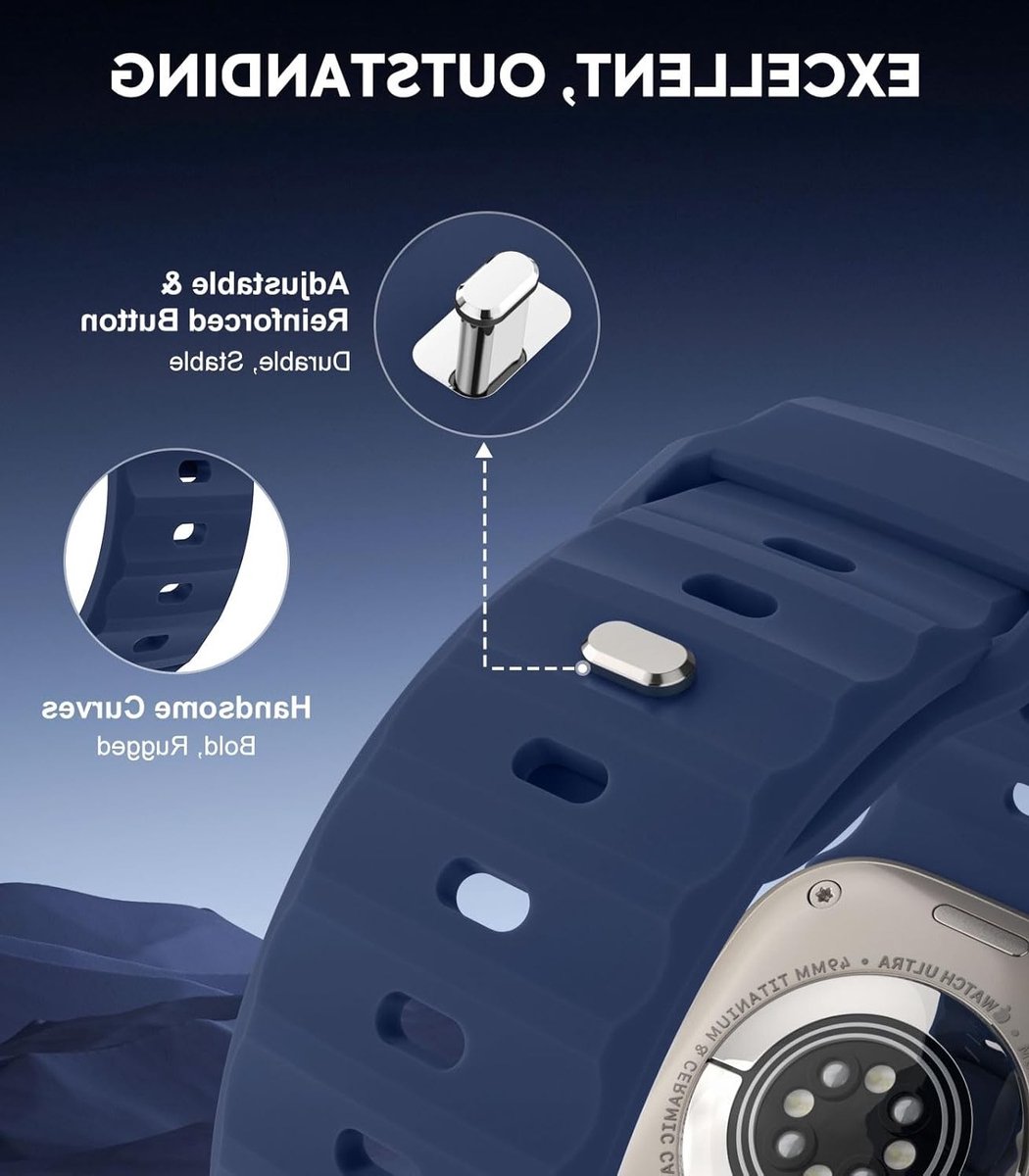 5-Pack Ocean Band Geschikt voor Apple Watch Ultra 2 - Silikonenn Polsband voor Mannen en Vrouwen, Vervangende Horlogeband voor iWatch Series 10, 9, 8, 7, 6, 5, 4, SE, Comfortabel en Duurzaam