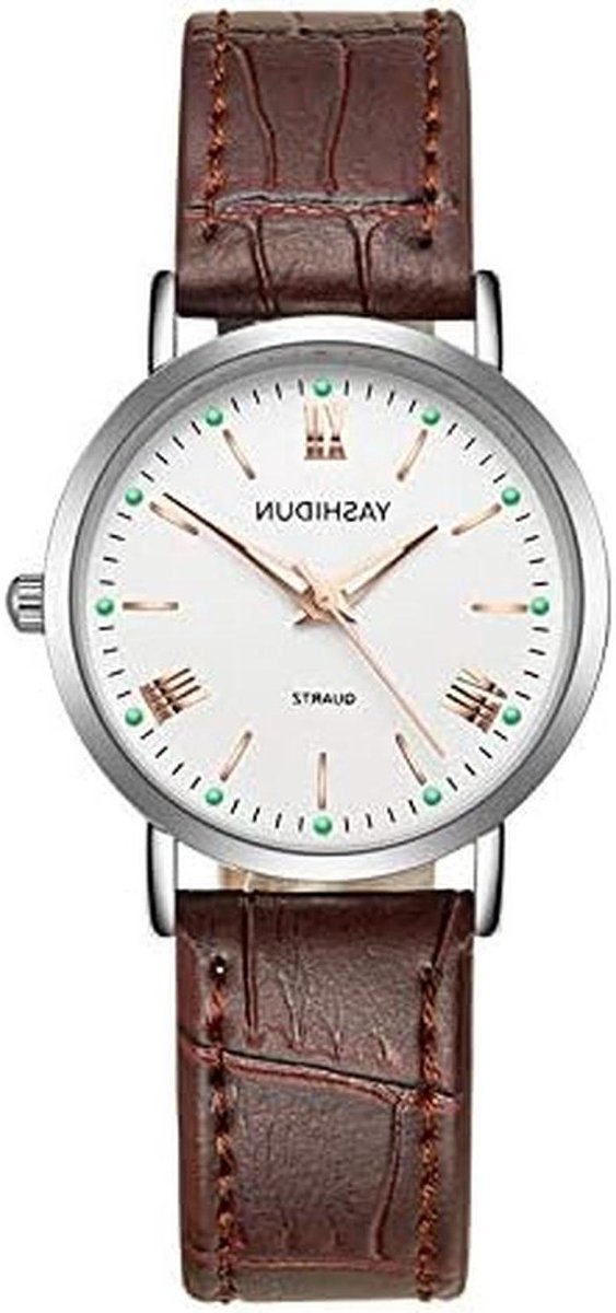 Klassiek Analoog Horloge - Dames Heren Polshorloge - Dagelijks Gebruik - Leren Band - 30-34 mm Wijzerplaat - Wit