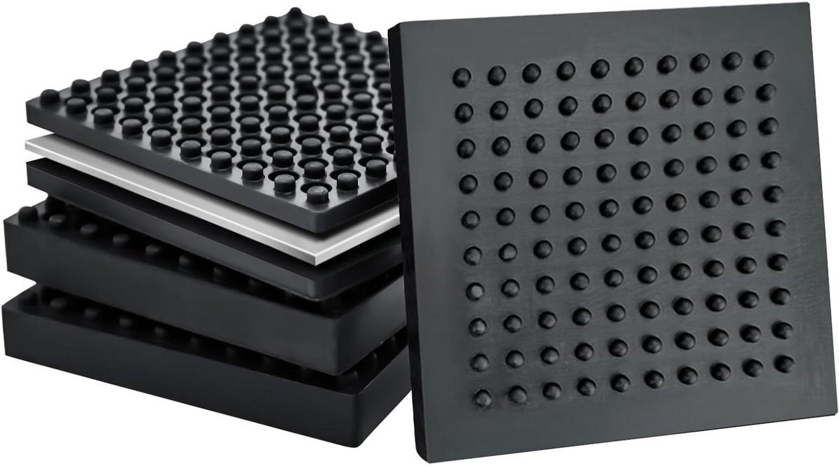 Oefenapparatuur Mat - Fitnessmat Loopband - Apparatuur Beschermen - Stalen Kern Trillingen - 10 x 10 x 08 cm - Zwart