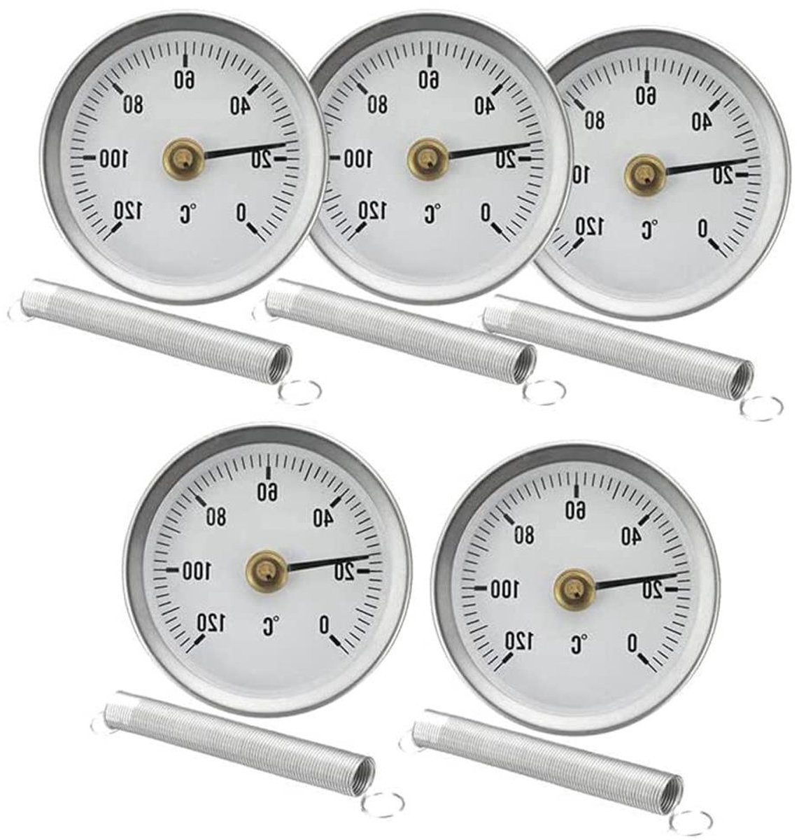 Buis Thermometer - Temperatuurmeter Buizen - Temperatuur Meten - Clip-on Bevestiging - 63 mm - Zilver