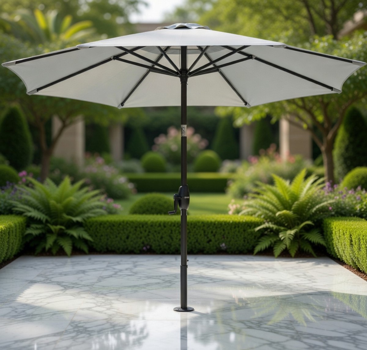 Premium Balkonparasol Ø180 cm – Lichtgrijs – UV-Bestendig – Aluminium Frame – Lichtgewicht Tuinparasol Basic Lift Neo – MedaHomeStore