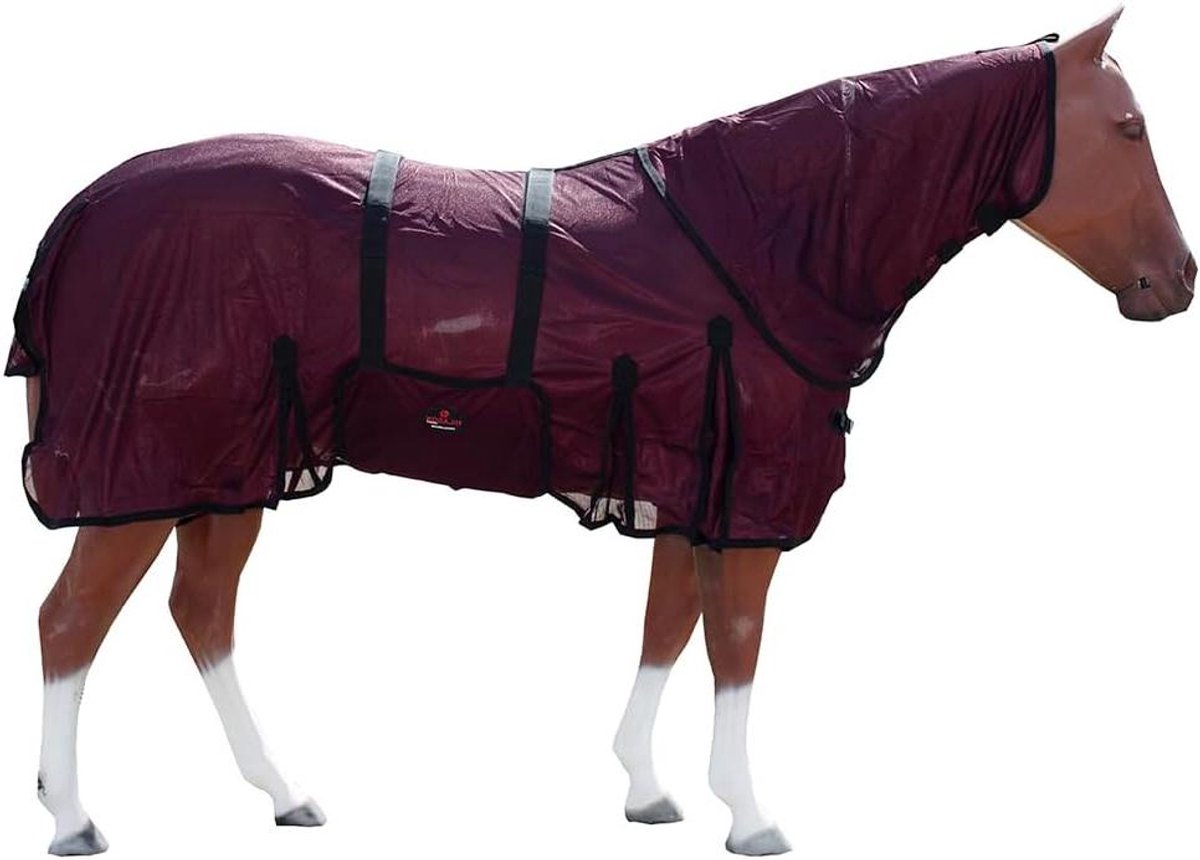 Paardenvliegendeken - Vlieglaken insectenbescherming - Bescherming tegen insecten - UV-bescherming ademend gaas - 66 inch - Groen Geel Geruit