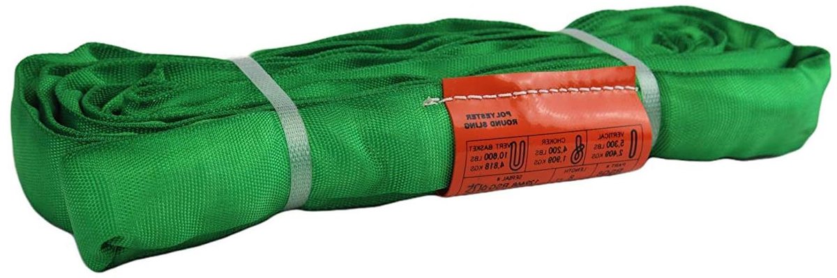 Ronde Hijsband - Eindeloze Sling - Zware Lasten Hefen - Beschermende Polyester Huls - 6 voet - Groen