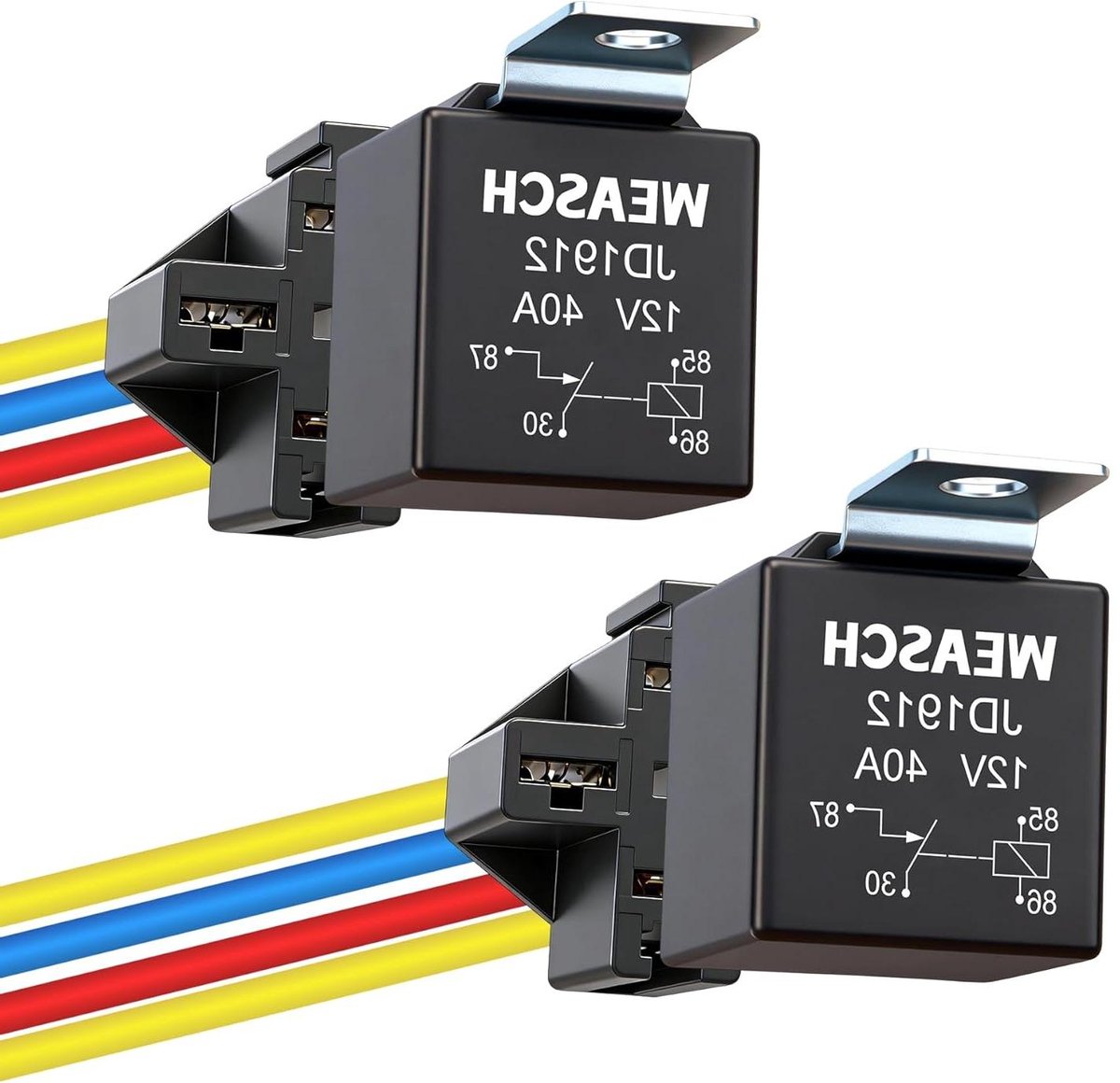 Auto Relais Set - Schakelaar Starter - Elektrische Circuits Besturen - Hoge Stroom Capaciteit - 12V 40A 2 Stuks - Zwart
