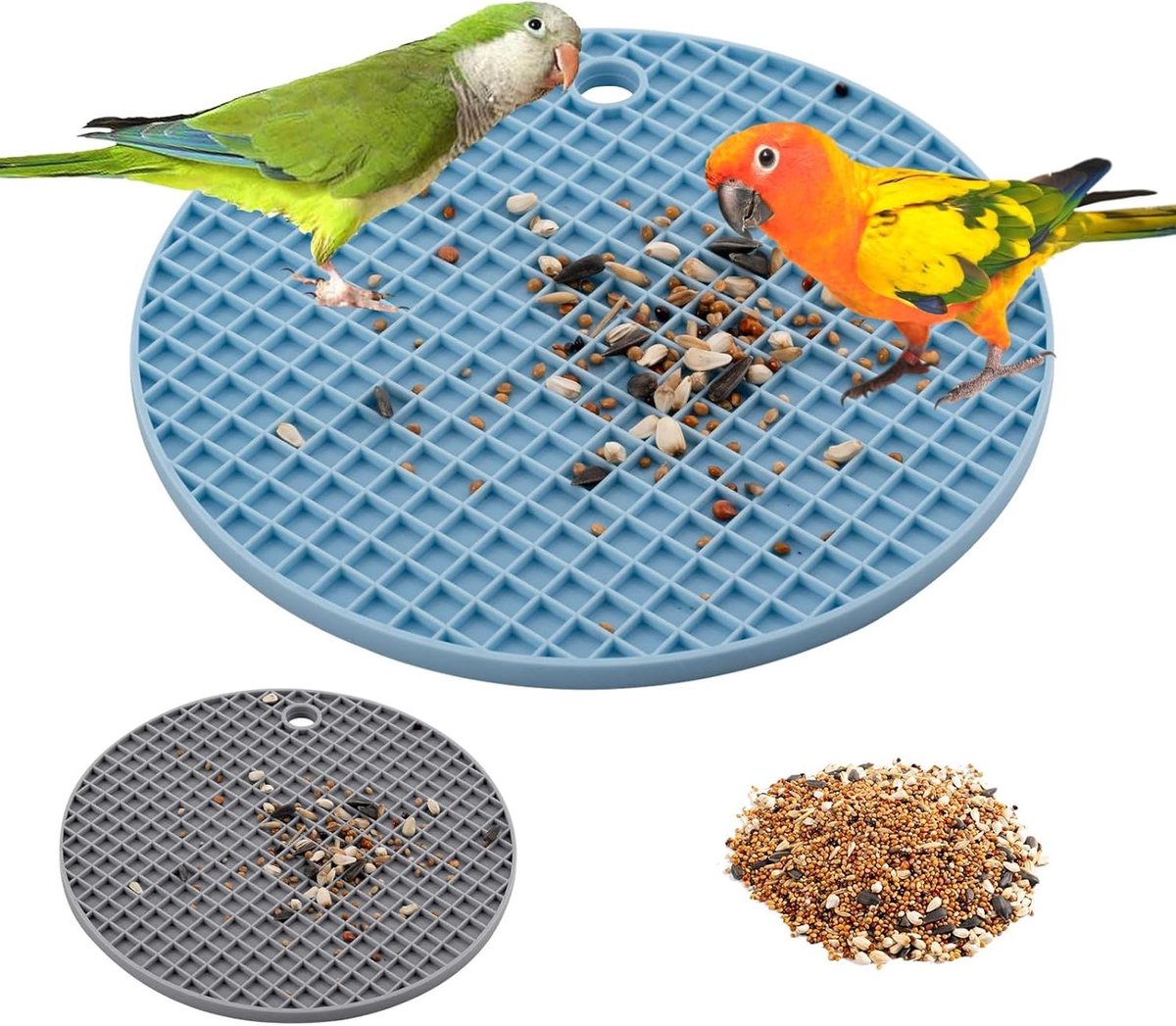 Vogelfoerageren Puzzel Speelgoed - Vogel Voer Matten - Gezond Voeden - Voorkomt Opgeblazen Gevoel - 2 stuks 16 cm