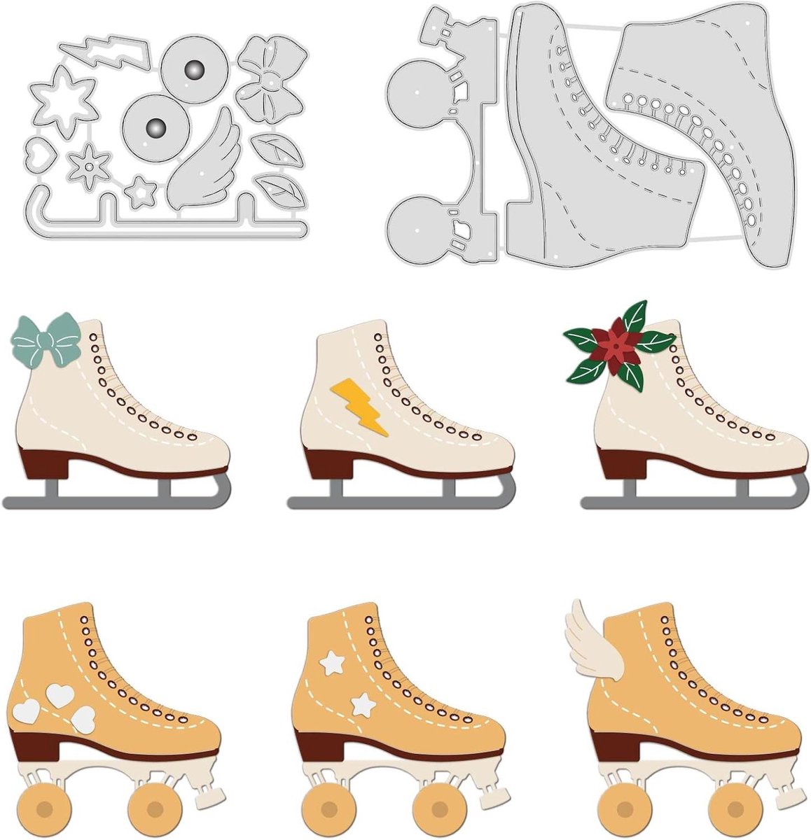 Schaatsen Snijmatrijzen - Stansvormen Decoratie - Papier Ambachten Maken - Koolstofstaal Materiaal - 11L x 72B cm - Metaal