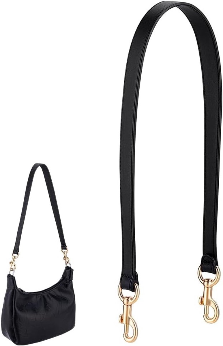 Leren Tasriem van 25.7 Inch met Gouden Gespen voor Handgemaakte Handtassen en Schoudertassen, Zwart