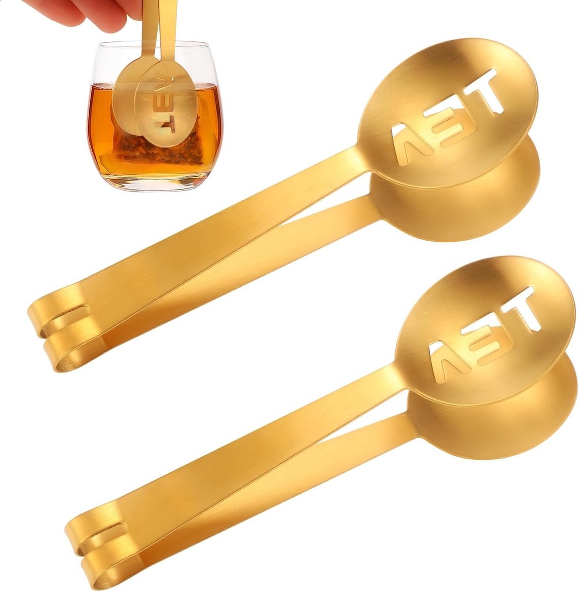 Set van 2 RVS Theezakjes Klemmen met Theelepel voor Losse Thee en Theezakjes - Ideaal voor Theedrinkers en Theeaccessoires