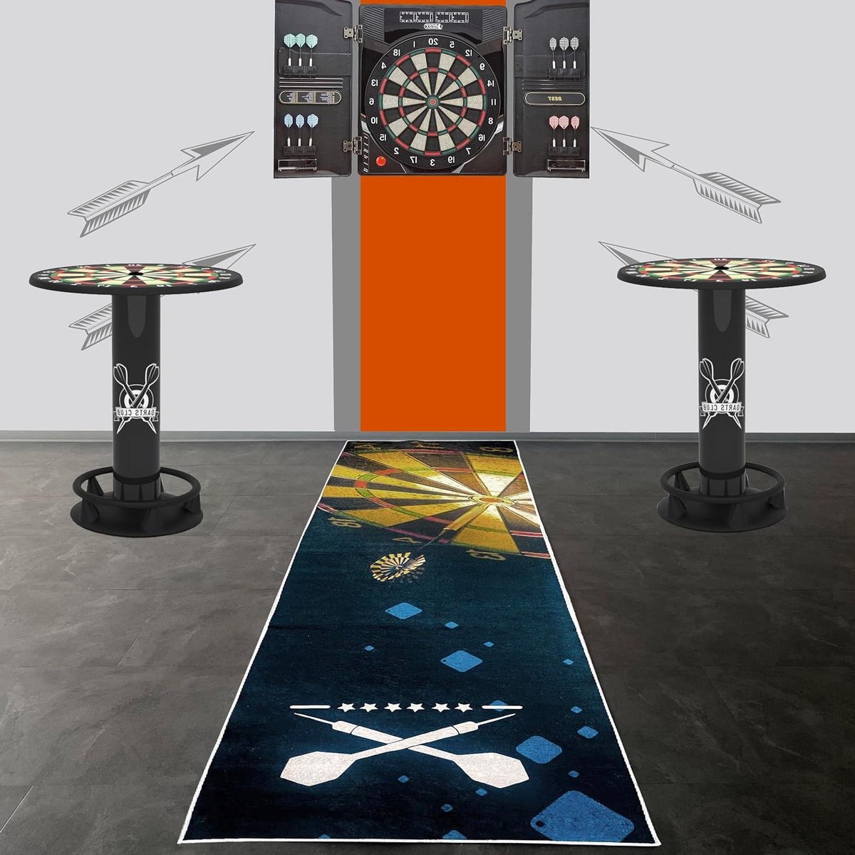 Dartmat - Dart tapijt - Authentiek dartspel - Officiële werplijn - 80x285 cm - Wit