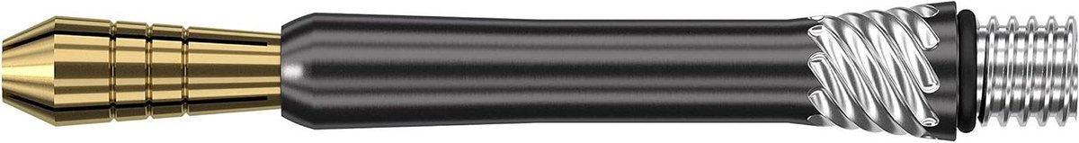 Dart Assen - Titanium Schachten - Precisie Darts Spel - Geïntegreerde Grip Frezen - Intermediate Lengte - Zwart Goud Zilver