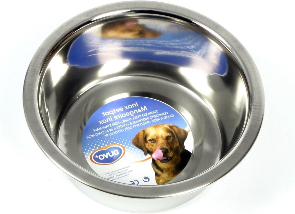 Voederkom Hond - Voerbak Roestvrij Staal - Hond Voeden - Vuilafstotende Rand - 13 cm - Zilver
