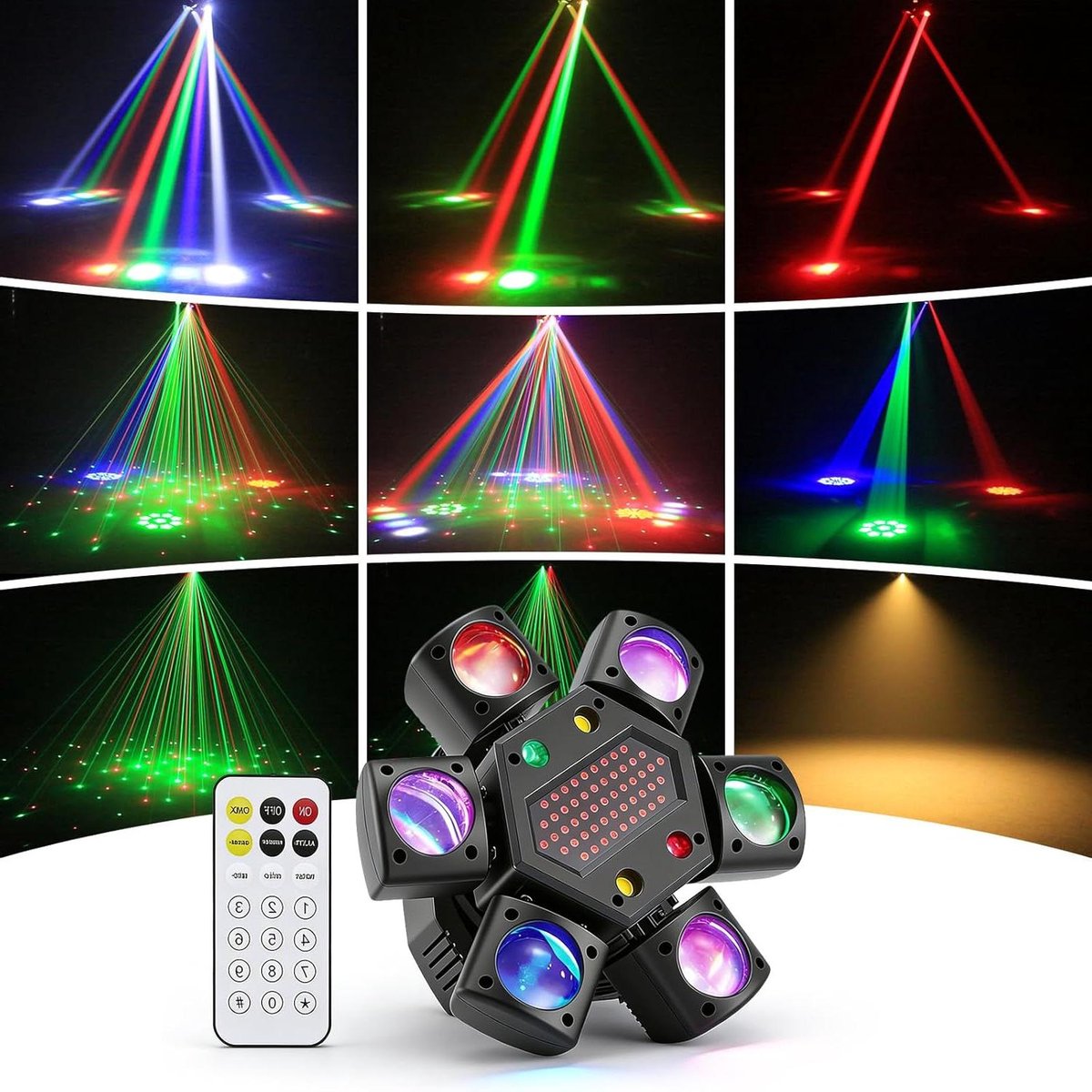 Moving Head LED - Disco Licht - Feestverlichting - 6 Armen Bijenoog Effect - 80 Watt - RGBW