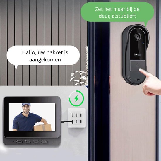 VLSelect®Deurbel Met Camera - Videocamera - Slimme Deurbel - Met Scherm van Merkloos — afbeelding 2