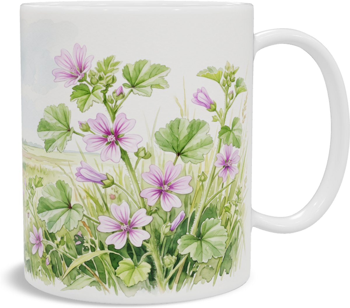 Mok met Kaasjeskruid - Malva - Aquarel Wildscape