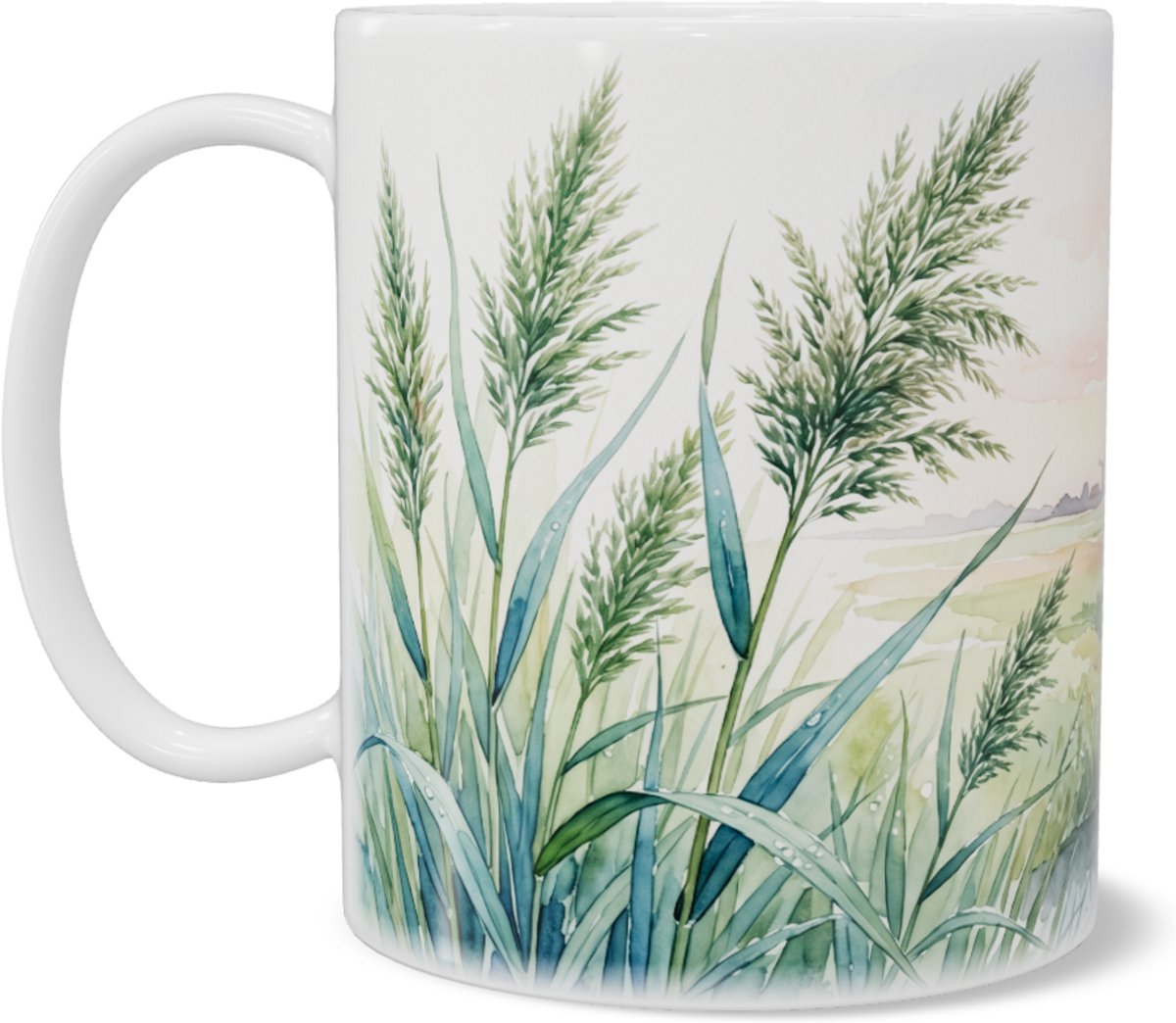 Mok met rietgras illustratie - Aquarel panorama mok