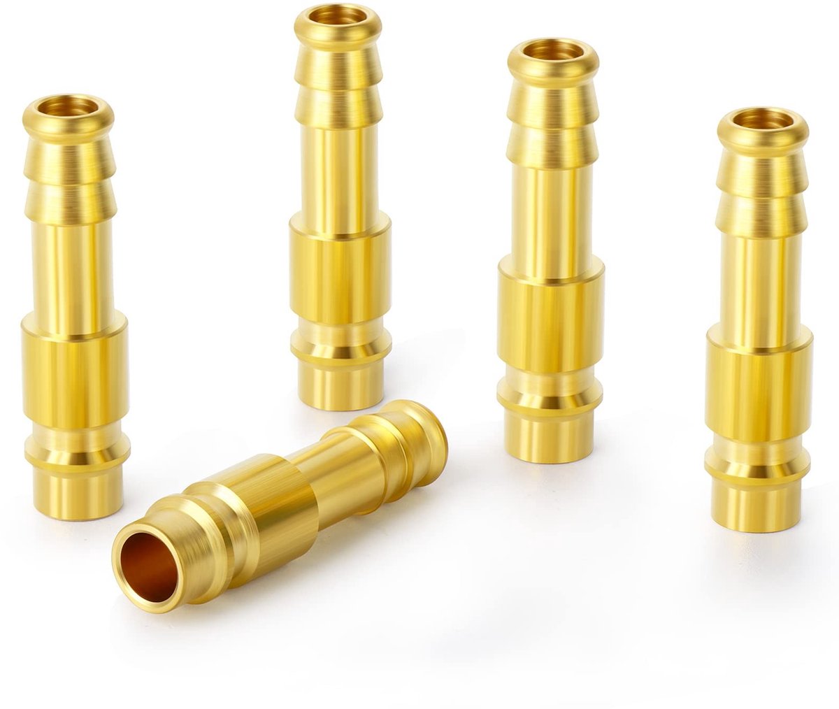 Dailygoods - Dailygoody - 5 Stuks 13mm Messing Mondstuk Persluchtplug - Corrosiebestendig - Gouden - Persluchtkoppeling - Hoge kwaliteit - Geschikt voor diver