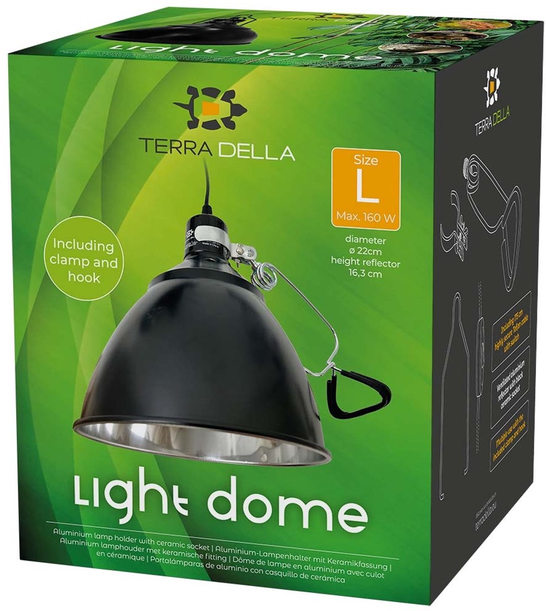 Terra Della Lamphouder zwart 14 cm | aluminium reflector | keramische fitting | 175 cm kabel Large - 22x22x16.3cm