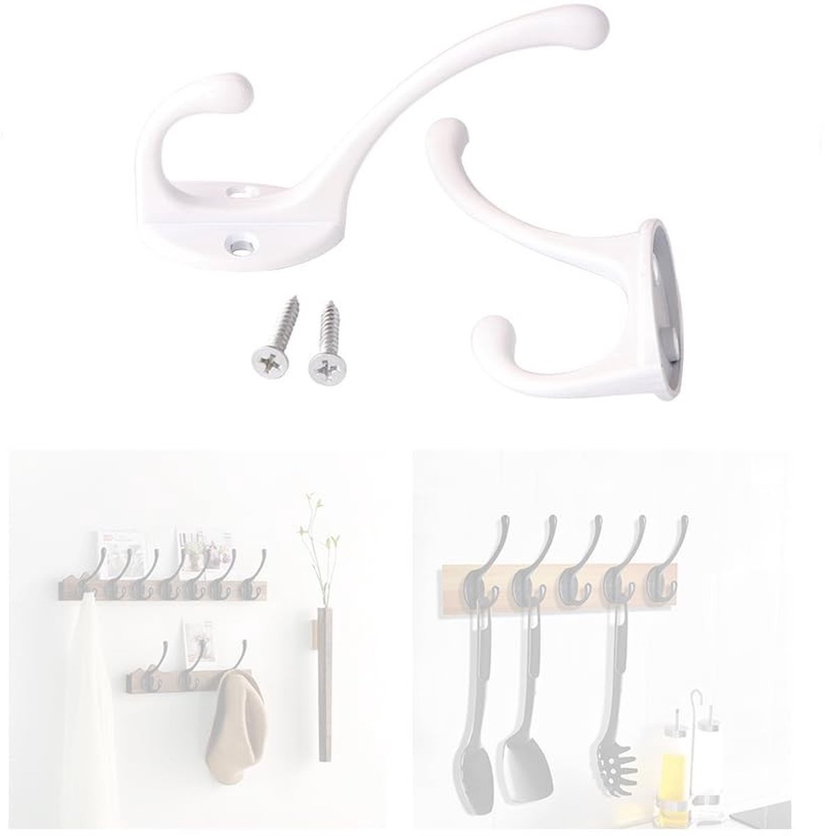 Dailygoods - Dubbele Kapstokhaken voor Wandmontage