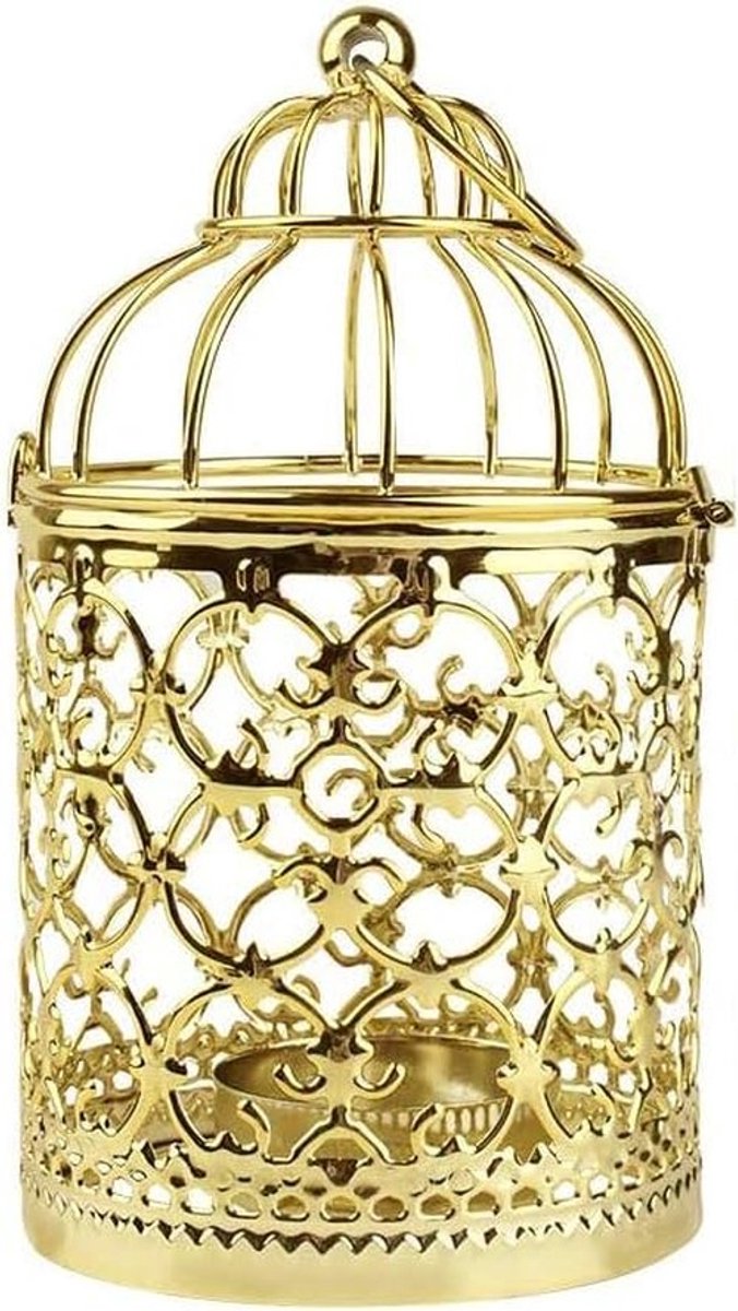 Dailygoods - Vintage Gouden Vogelkooi Kandelaar voor Tafeldecoratie