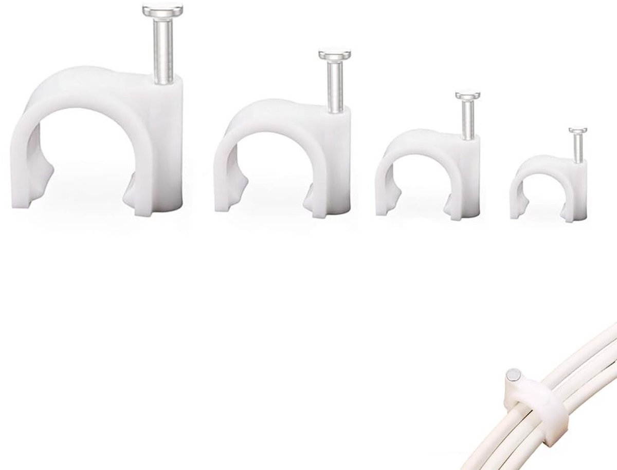 Dailygoods - 400 Stuks Kabelclips voor Elektrische Kabels met Spijker