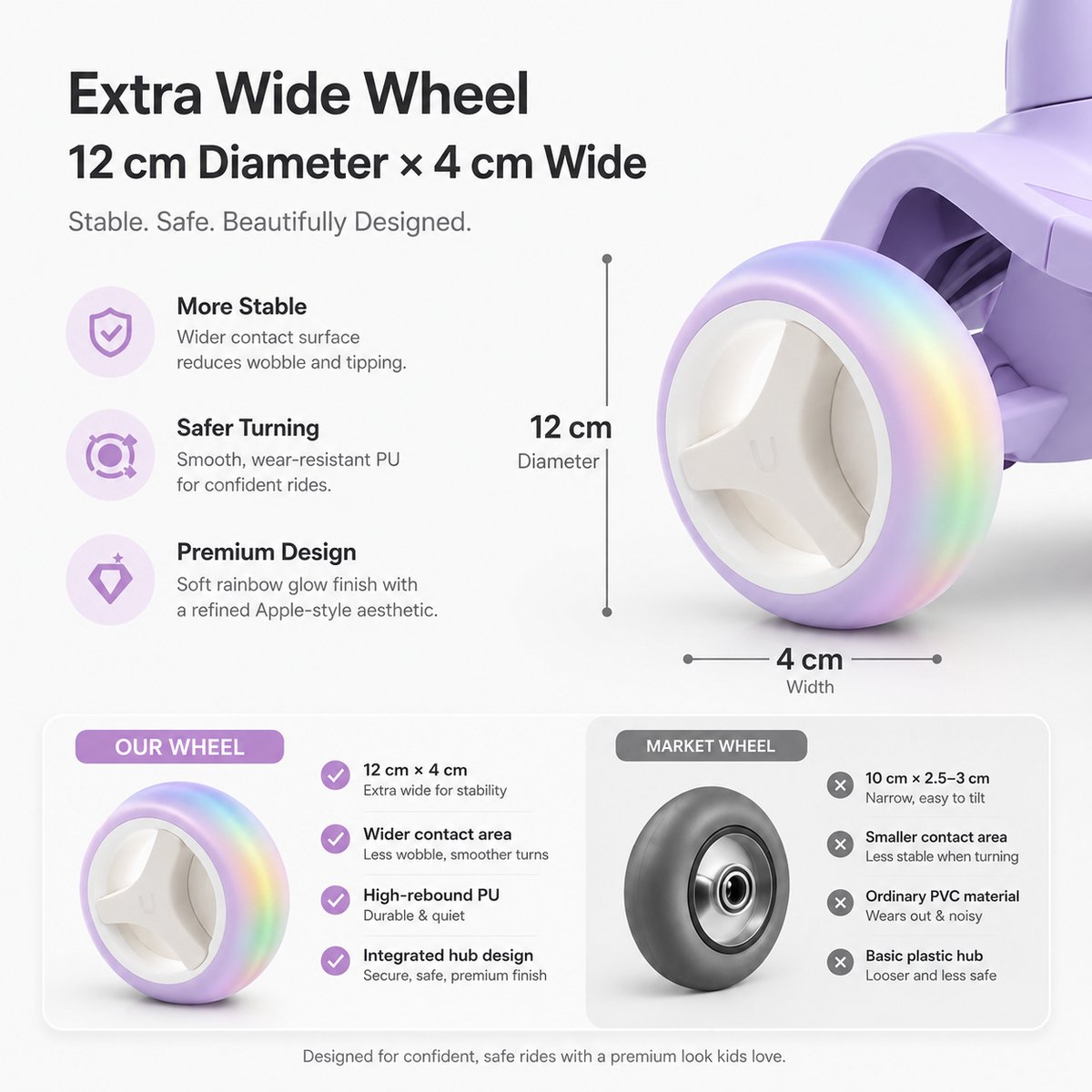 Suotu Kinderstep - Step - 3 Lichtgevende Wielen - EXTRA BREEDE WIELEN - Step 3+ Jaar tot 50kg - Speelgoed Jongens/Meisjes - Lichtpaars — afbeelding 3