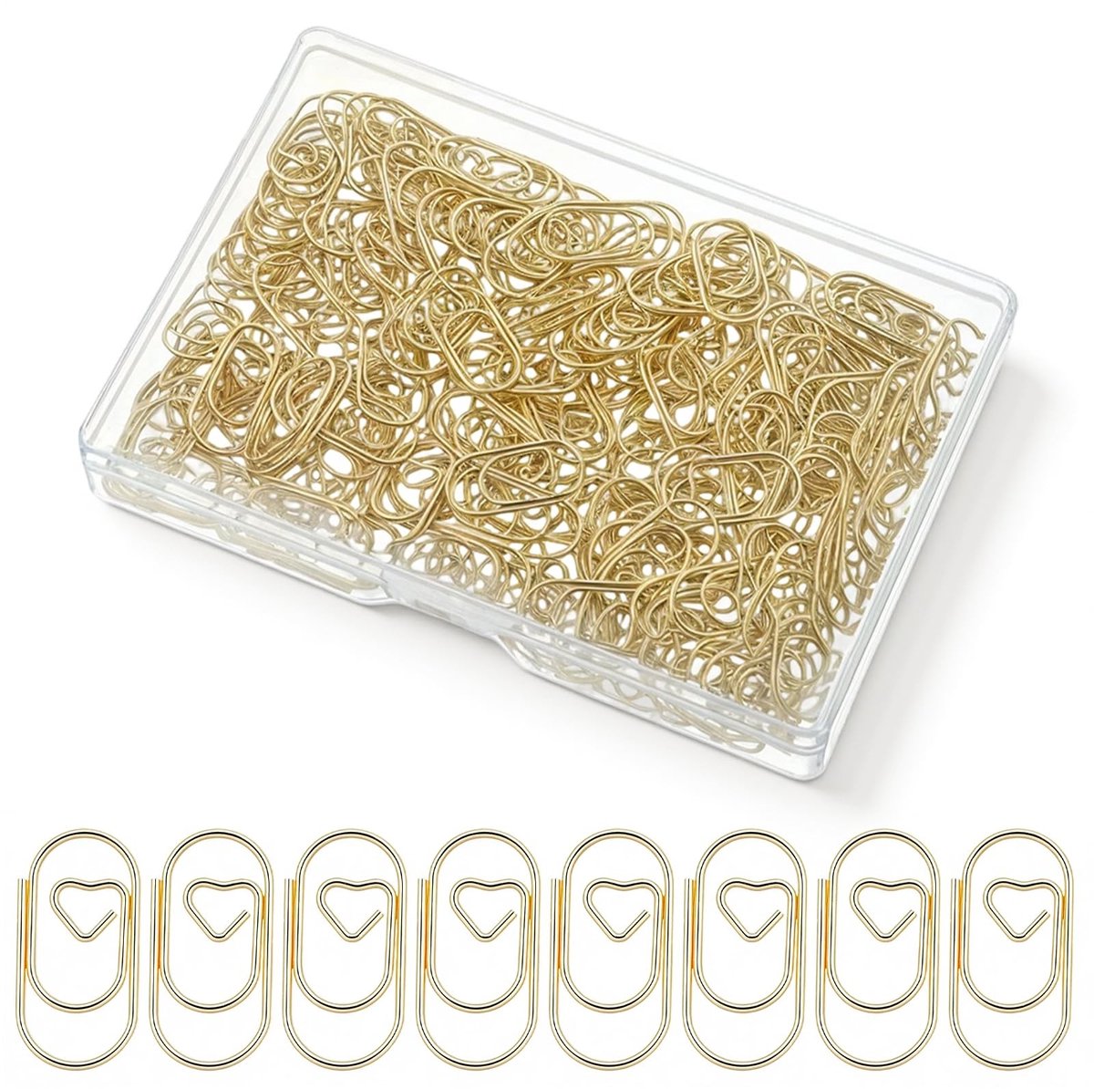 Dailygoods - 200 Stuks Hartvormige Gouden Paperclips voor Decoratie