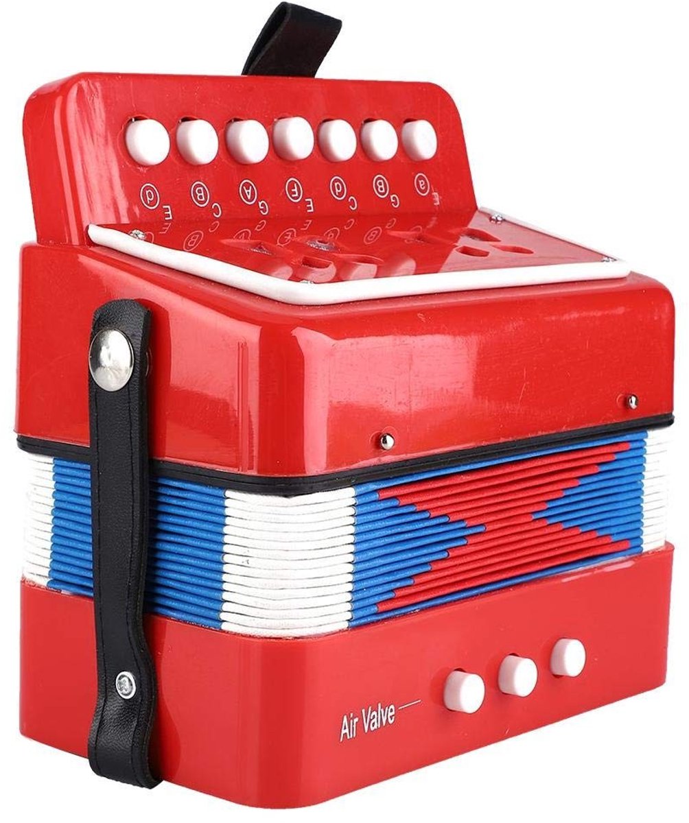 Dailygoods - Dailygoody - Mini Accordeon - Muzikaal Speelgoed - Geschikt voor Kinderen - Rode Accordeon - 7 Sleutels - Perfect voor Creatieve Ontwikkeling