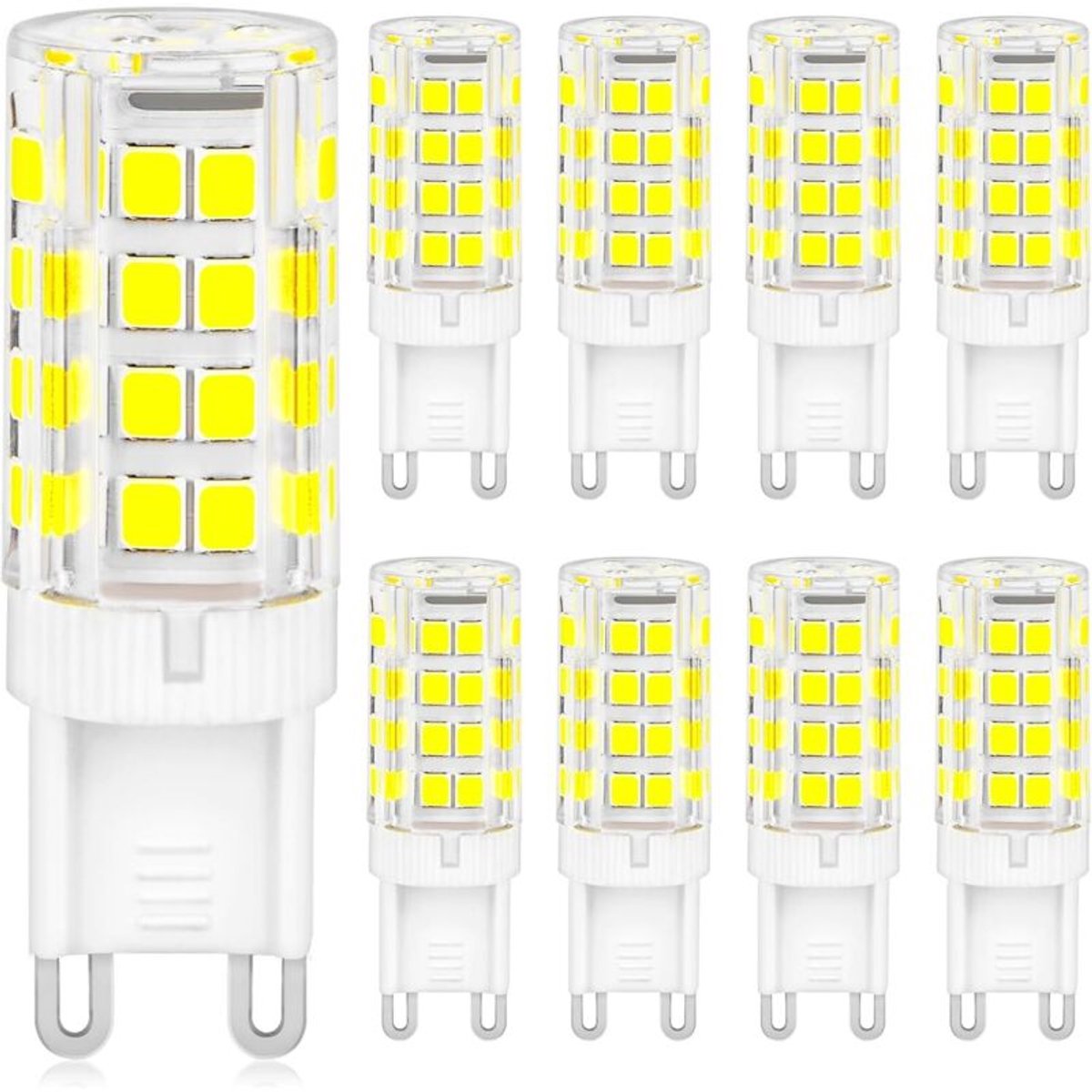 lamp-Verpakking van 8 G9 LED-lampen, koel wit licht 6000K, 350 ml, 5 watt (gelijk aan een 50-watt halogeenlamp), AC220V, flikkervrij, energiebesparend, niet dimbaar.