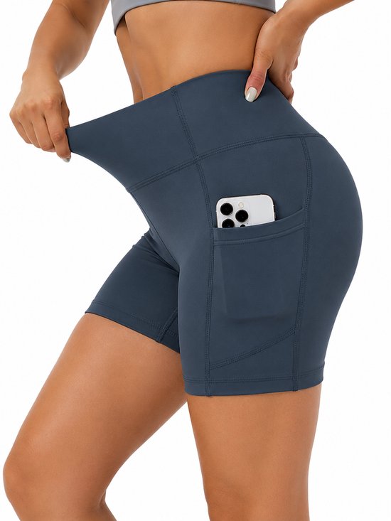 SparkNine Pace dames short - fitness - korte sportbroek - XL - grijs - hoge taille - met zakken - elastisch - squatproof — afbeelding 2