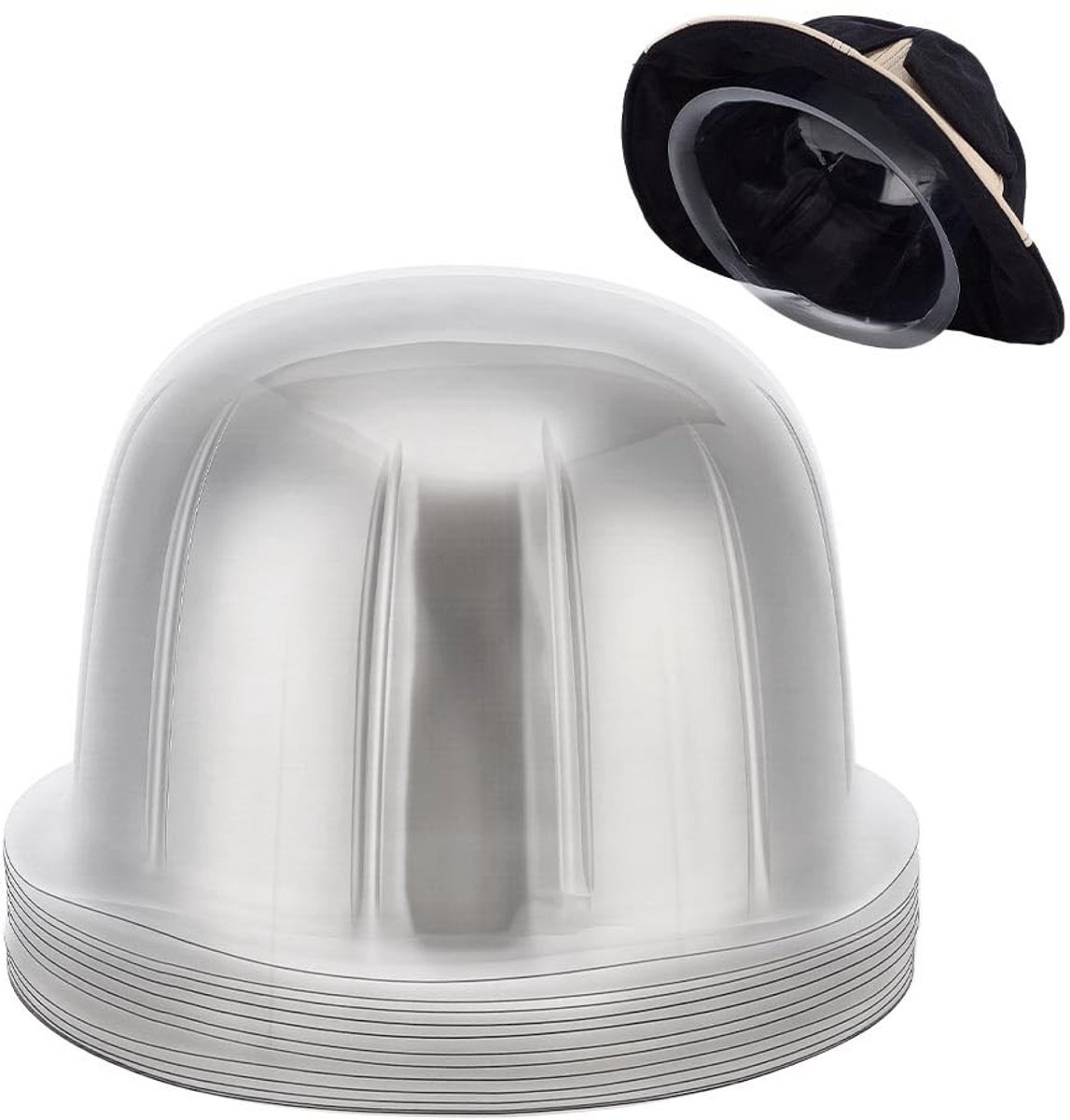 Dailygoods - Set van 12 Doorzichtige Plastic Hoedhouders 7,8 Inch